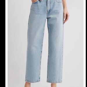 Frame The Hang cropped straight wide leg 100% cotton Denim Light Blue Jeans 23